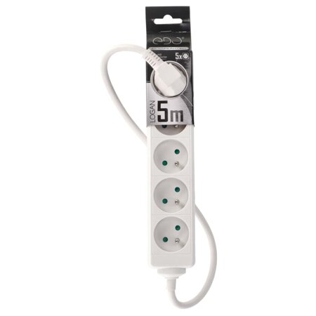 LOGAN White 5-fold portable home extension cord with grounding 5m EDO777559